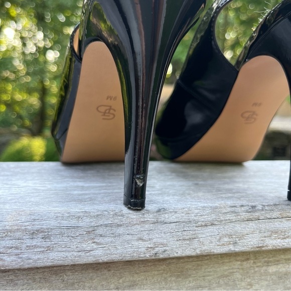 Circa Joan & David Luxe Precia Black Patent Leather Slingback Platform Heels 9M - Picture 15 of 16